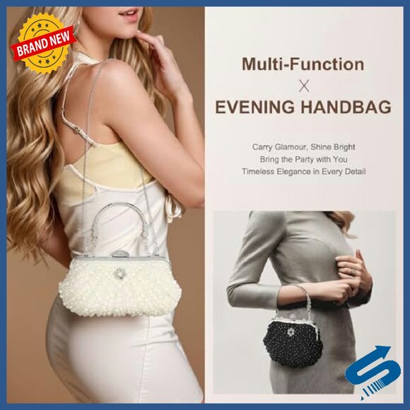 Evening Clutch Bag with Detachable Strap, Formal Wedding Party Handbag